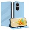 Per OPPO Reno10 5G Custodia per telefono in pelle retrò con portafoglio multifunzionale in rilievo (azzurro chiaro)