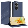 Per OPPO Reno10 5G Custodia per telefono in pelle retrò con portafoglio multifunzionale in rilievo (blu scuro)
