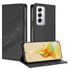 Per OPPO Reno12 5G Custodia per telefono in pelle retrò con portafoglio multifunzionale in rilievo (nero)