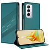 Per OPPO Reno12 5G Custodia per telefono in pelle retrò con portafoglio multifunzionale in rilievo (verde scuro)