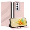 Per OPPO Reno12 5G Custodia per telefono in pelle retrò con portafoglio multifunzionale in rilievo (rosa)