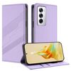 Per OPPO Reno12 5G Custodia per telefono in pelle retrò con portafoglio multifunzionale in rilievo (viola chiaro)