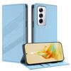 Per OPPO Reno12 5G Custodia per telefono in pelle retrò con portafoglio multifunzionale in rilievo (azzurro chiaro)