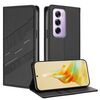 Per OPPO Reno12 Pro 5G Custodia per telefono in pelle retrò con portafoglio multifunzionale in rilievo (nero)