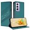 Per OPPO Reno12 Pro 5G Custodia per telefono in pelle retrò con portafoglio multifunzionale in rilievo (verde scuro)