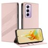 Per OPPO Reno12 Pro 5G Custodia per telefono in pelle retrò con portafoglio multifunzionale in rilievo (rosa)