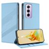 Per OPPO Reno12 Pro 5G Custodia per telefono in pelle retrò con portafoglio multifunzionale in rilievo (azzurro chiaro)