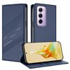 Per OPPO Reno12 Pro 5G Custodia per telefono in pelle retrò con portafoglio multifunzionale in rilievo (blu scuro)