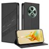 Per OPPO Reno12 F Custodia per telefono in pelle retrò multifunzionale in rilievo (nero)