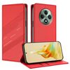Per OPPO Reno12 F Custodia per telefono in pelle retrò multifunzionale con portafoglio in rilievo (rosso)