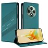 Per OPPO Reno12 F Custodia per telefono in pelle retrò multifunzionale in rilievo (verde scuro)