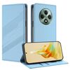 Per OPPO Reno12 F Custodia per telefono in pelle retrò multifunzionale in rilievo (azzurro chiaro)