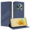 Per OPPO Reno12 F Custodia per telefono in pelle retrò con portafoglio multifunzionale in rilievo (blu scuro)