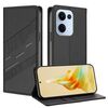 Per OPPO Reno13 5G Custodia per telefono in pelle retrò con portafoglio multifunzionale in rilievo (nero)
