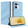 Per OPPO Reno13 5G Custodia per telefono in pelle retrò con portafoglio multifunzionale in rilievo (azzurro chiaro)