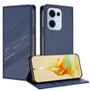Per OPPO Reno13 5G Custodia per telefono in pelle retrò con portafoglio multifunzionale in rilievo (blu scuro)