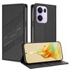 Per OPPO Reno13 Pro 5G Custodia per telefono in pelle retrò con portafoglio multifunzionale in rilievo (nero)