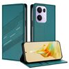 Per OPPO Reno13 Pro 5G Custodia per telefono in pelle retrò con portafoglio multifunzionale in rilievo (verde scuro)