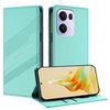 Per OPPO Reno13 Pro 5G Custodia per telefono in pelle retrò con portafoglio multifunzionale in rilievo (verde menta)