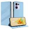 Per OPPO Reno13 Pro 5G Custodia per telefono in pelle retrò con portafoglio multifunzionale in rilievo (azzurro chiaro)