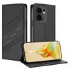 Per OPPO Reno13 F Custodia per telefono in pelle retrò multifunzionale in rilievo (nero)