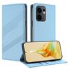 Per OPPO Reno13 F Custodia per telefono in pelle retrò multifunzionale in rilievo (azzurro chiaro)