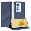 Per OPPO Reno11 F Custodia per telefono in pelle retrò con portafoglio multifunzionale in rilievo (blu scuro)