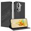 Per OPPO Reno11 Pro Custodia per telefono in pelle retrò con portafoglio multifunzionale in rilievo (nero)