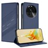 Per OPPO Find X6 Custodia per telefono in pelle retrò con portafoglio multifunzionale in rilievo (blu scuro)