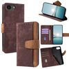 Per iPhone 16e Custodia per telefono con blocco RFID in pelle con cuciture colorate (marrone)