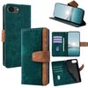 Per iPhone 16e Custodia per telefono con blocco RFID in pelle con cuciture colorate (verde)