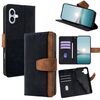 Per iPhone 16 Plus Custodia per telefono con blocco RFID in pelle con cuciture colorate (nero)