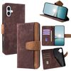 Per iPhone 16 Plus Custodia per telefono in pelle con cuciture colorate e protezione RFID (marrone)