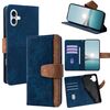 Per iPhone 16 Custodia per telefono con blocco RFID in pelle con cuciture colorate (blu)
