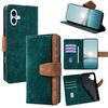 Per iPhone 16 Custodia per telefono con blocco RFID in pelle con cuciture colorate (verde)