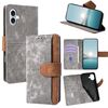 Per iPhone 16 Custodia per telefono con blocco RFID in pelle con cuciture colorate (grigio)