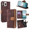 Per iPhone 14 Pro Custodia per telefono in pelle con cuciture colorate e protezione RFID (marrone)