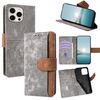 Per iPhone 14 Pro Max Custodia per telefono con blocco RFID in pelle con cuciture colorate (grigio)