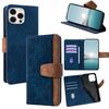 Per iPhone 13 Pro Max Custodia per telefono in pelle con cuciture colorate e protezione RFID (blu)