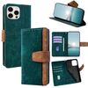 Per iPhone 13 Pro Max Custodia per telefono con blocco RFID in pelle con cuciture colorate (verde)