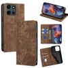 Per Motorola Moto G 5G 2025 Custodia in pelle magnetica con spazzola antifurto RFID (marrone)
