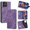 Per Motorola Moto G 5G 2025 Custodia per telefono in pelle magnetica con spazzola antifurto RFID (viola)