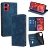 Per Motorola Moto G05 Custodia per telefono in pelle magnetica con spazzola antifurto RFID (blu)