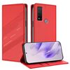 Per TCL 20 R 5G Custodia per telefono in pelle retrò con portafoglio multifunzionale in rilievo (rosso)