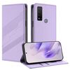 Per TCL 20 R 5G Custodia per telefono in pelle retrò con portafoglio multifunzionale in rilievo (viola chiaro)