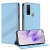Per TCL 20 R 5G Custodia per telefono in pelle retrò con portafoglio multifunzionale in rilievo (azzurro chiaro)