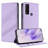Per TCL 30 XE 5G Custodia per telefono in pelle retrò con portafoglio multifunzionale in rilievo (viola chiaro)