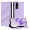 Per TCL 40 R 5G Custodia per telefono in pelle retrò con portafoglio multifunzionale in rilievo (viola chiaro)