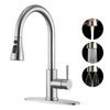 Rubinetto da cucina estraibile a 3 modalità, miscelatore acqua calda/fredda con base (argento spazzolato)