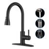 Rubinetto da cucina estraibile a 3 modalità, miscelatore acqua calda/fredda con base (nero)